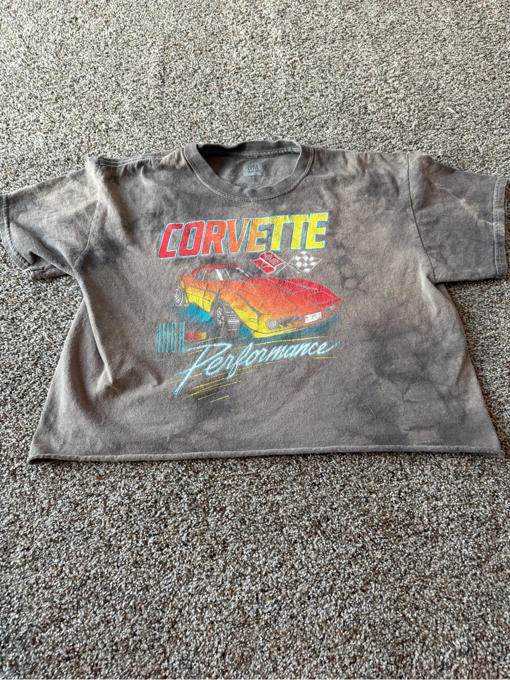GM Corvette C3 High Performance L Acid Wash Oversized Cropped Graphic Tee